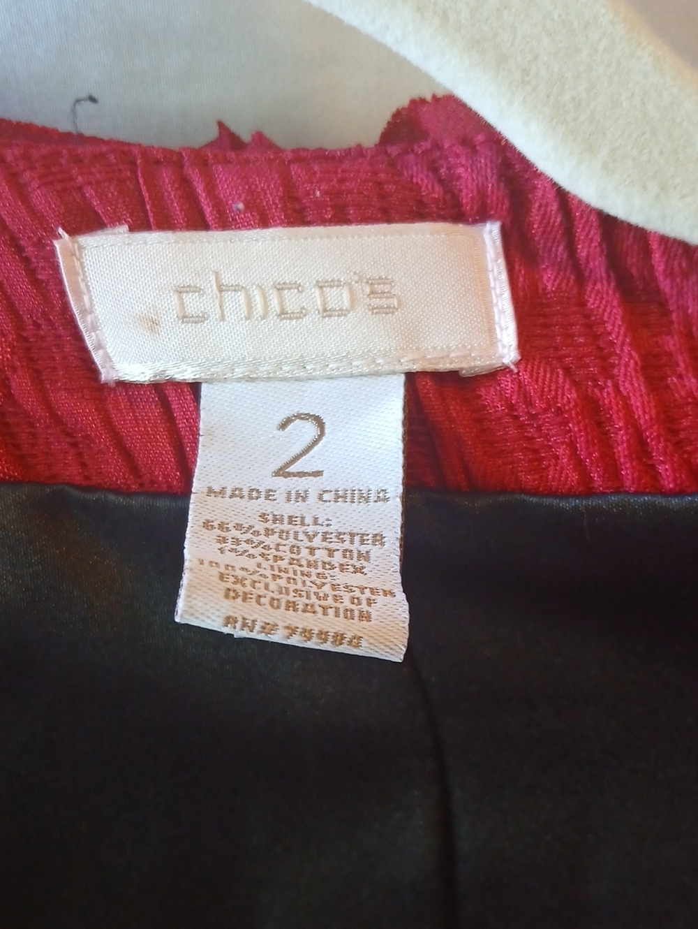 Chico's Wine Red Textured Jacket with Pom-Pom Trim - Picture 3 of 3